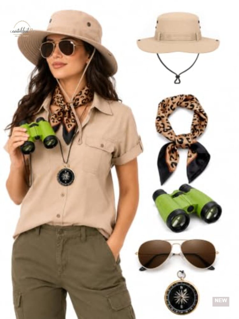 Safari Costume Accessory Set Zookeeper Explorer Halloween Cosplay Party